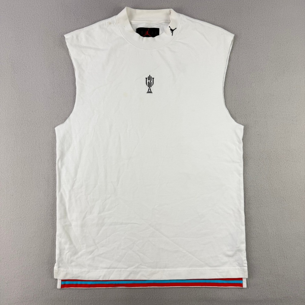 Jordan Sport Essentials Muscle Tank Mens Small White Graphic Basketball Top